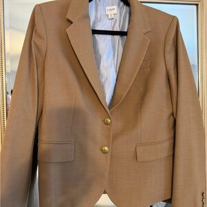 J. Crew Camel Blazer with Blue-Striped Lining